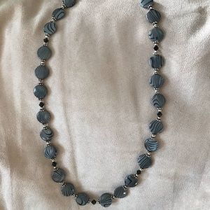 18 inches long unique black/grey/beaded necklace